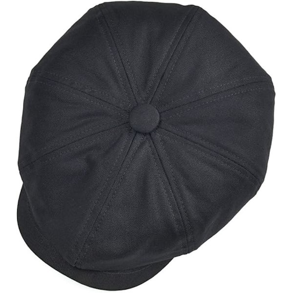 Bomulds Flat Cap til Mænd Gatsby Ivy Golf Cabbie Sort Hat