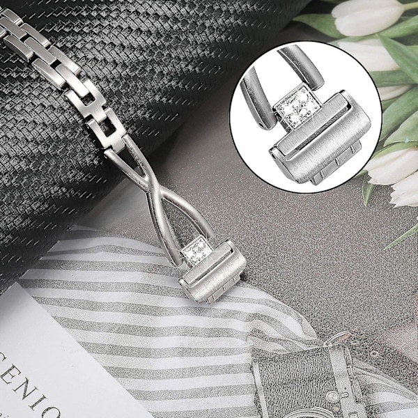 Kompatibelt Inspire 2 armbånd til kvinder, solidt rustfrit stål & rhinestone diamant urarmbånd smykke armbånd feminint manchetarmbånd til Fitb