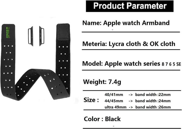 Sport Edition Armbånd til Apple Watch Sort 38/40/41mm Elastisk Åndbart Lycra