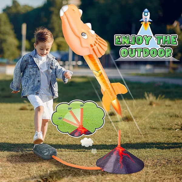 Dinosaur Stomp Rocket Legetøj til Børn Raketopsendelse til Børn - Have- og Udendørslegetøj til Børn (3 stk)