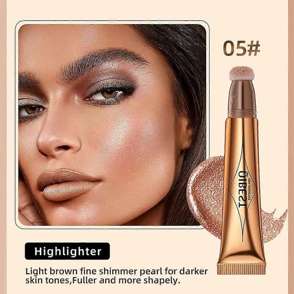 Liquid Contour Stick with Cushion Applicator, Natural Matte Cream Highlighter and Bronzer 05 Rose