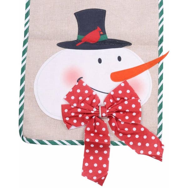 New Christmas Decorations Linen Embroidered Santa Snowman Tablecloth Home Hotel Restaurant Table Runner Mat, B