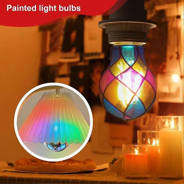 Hand-Painted LED Glass Light Bulb Warm White Light for Festivities and Home Decor