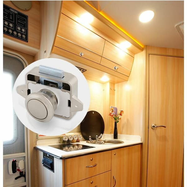 Push Button Catch Lock for RV Caravan Motorhome (Silver Brown)