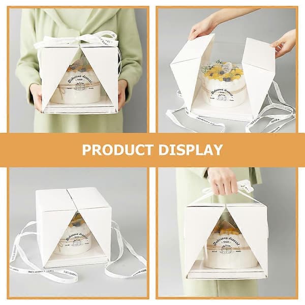 Portable 8-inch Cake Box Clear Cake Carrier Birthday Cake Packaging Box