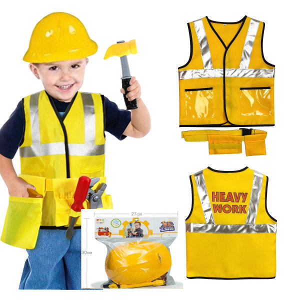 2022 Byggnadsarbetarkostym för barn Set Karriärkostymer Heavy Worker Cosplay 3PCS