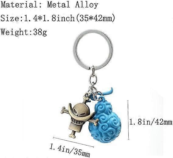 Devil Fruit Nøglering Sæt 4 stk., Zinklegering, One Piece Luffy Trafalgar Law Ace Zoro, Anime Gave