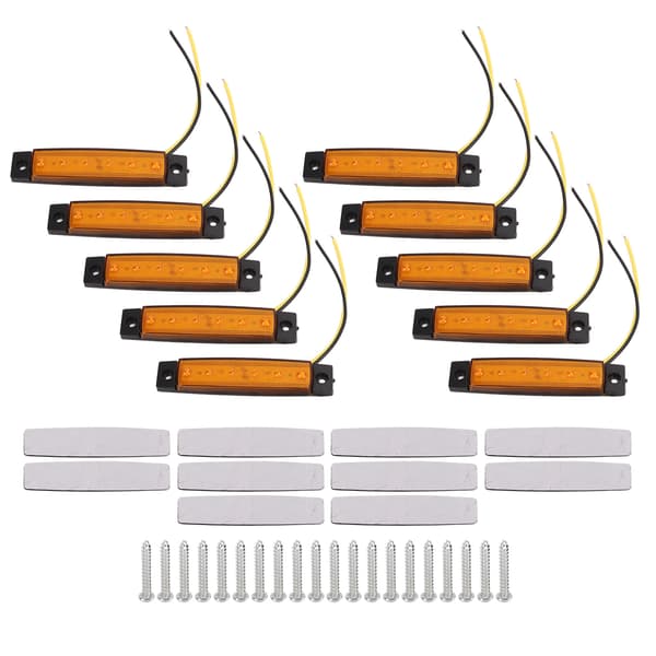 10 pcs 6LED Side Marker Lights Amber Lighting DC12V IP68 Waterproof Multifunctional for Trucks Trailers