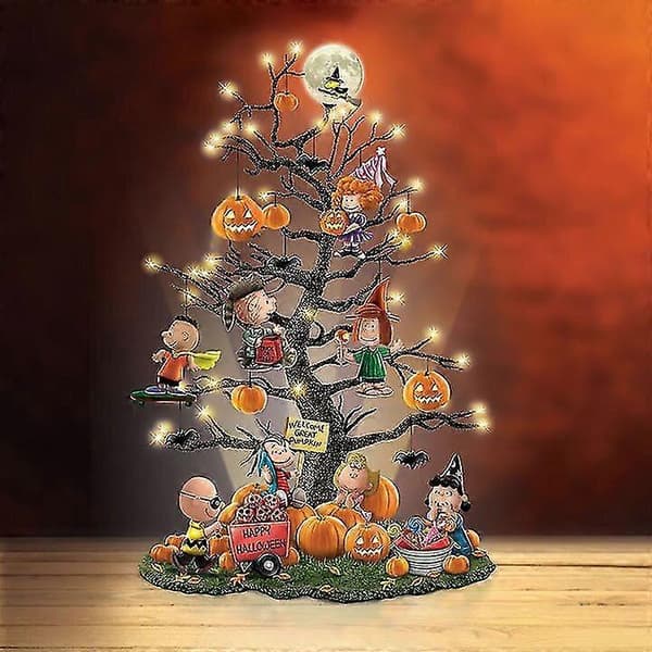 It's the Great Pumpkin Halloween-træ i harpiks med LED-lys til skrivebordet