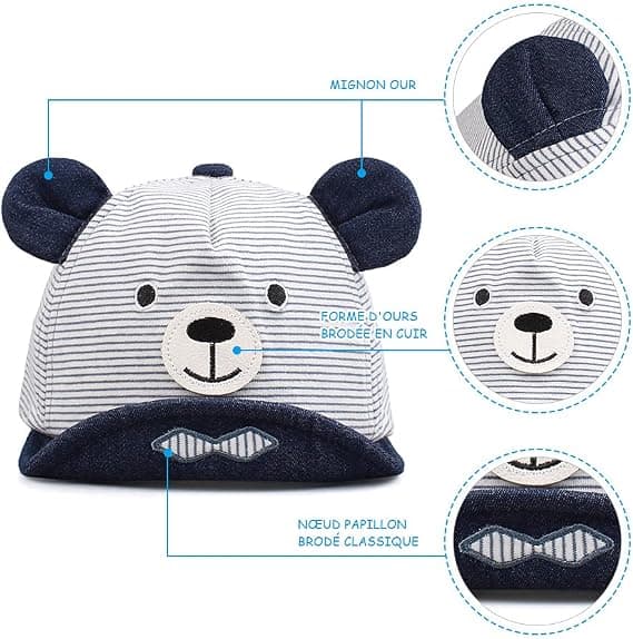 Björn babyhatt 3-15 månader 40-48 cm randig saffran