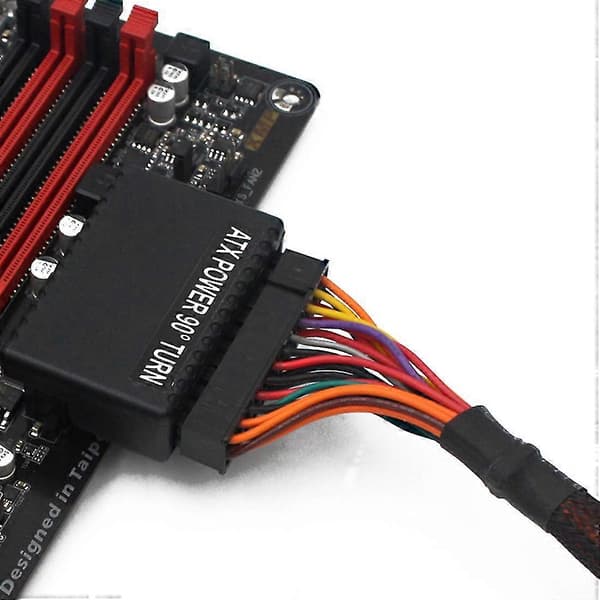 ATX 24-pin til 90-graders kontaktadapter Hovedkort Kabeltilkoblinger DIY Monteringstilbehør