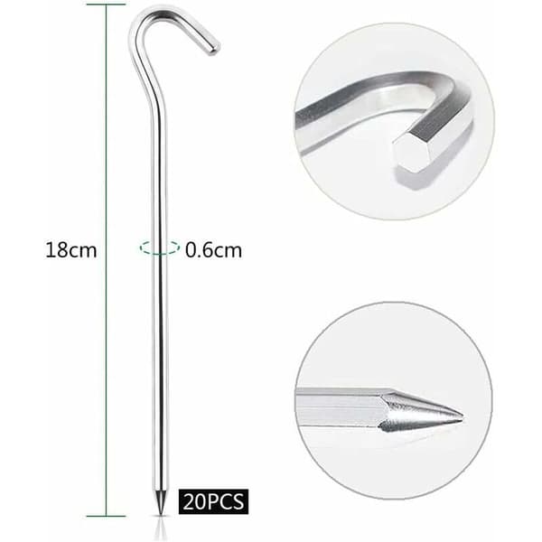 20 stk Teltplugger Festere Plugger Markplugger Campingplugger Sandspiker 18 cm Aluminium Hageplugger Utendørs Camping Teltplugger.