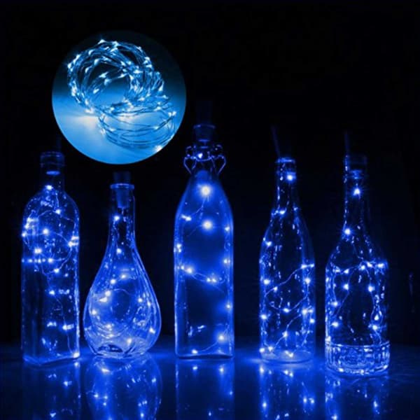 2-pakkaus LED-valosarja valot pullojen koristeluun, sininen blue