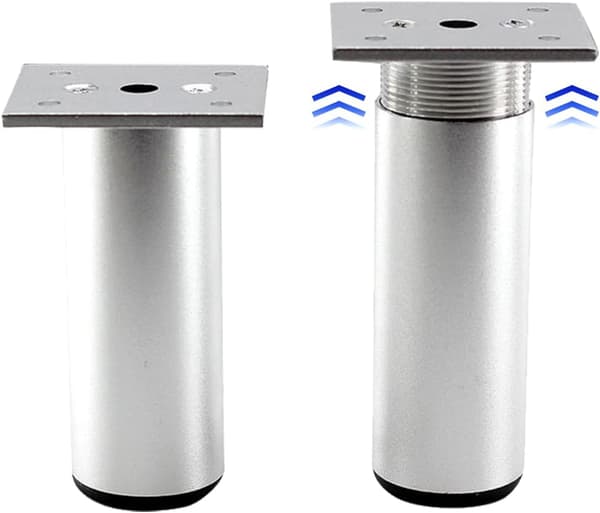 4 ställbara möbelben i aluminium, 150 mm höga, för bord och säng