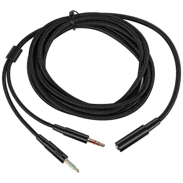 3,5 mm Universell 2-i-1 Gaming Headset Lydforlengelseskabel for HyperX Cloud II/Alpha-/Cloud Flight/Co