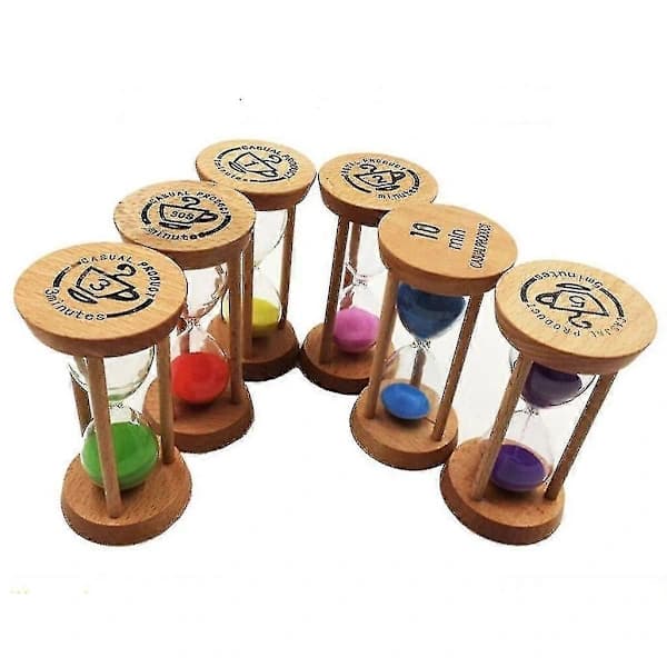 Timeglass 30 sekunder+1 + 2 + 3 + 5 +10 minutter timer dekorasjon