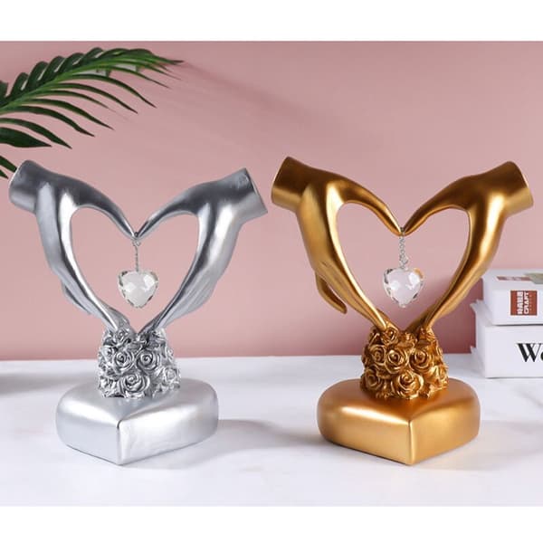 Abstrakt moderne hjertegest skulpturfigurer evig kjærlighet for Valentinsdag-dekor-D
