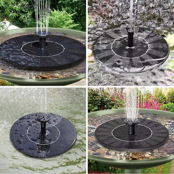 Solcellsdriven fågelbadsfontänpump, 5.1\" vattenfontänpump med 6 munstycken, svart
