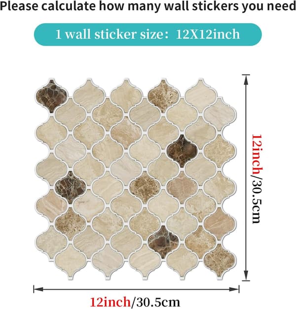 Selvklebende gulvfliser 12 x 12 tommer, 12 stk