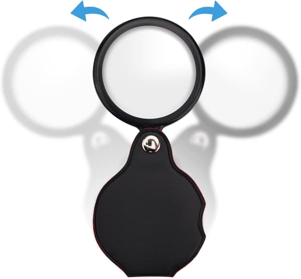 5-pack Mini Magnifier, Foldable 8X Magnifying Glass with Rotating Protective Case for Reading and Hobbies, Black