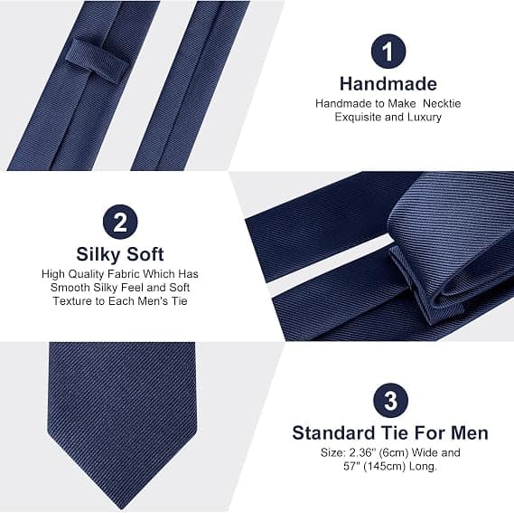 Marineblått slips for herrer, ultratynt, polyester, 145*8 cm