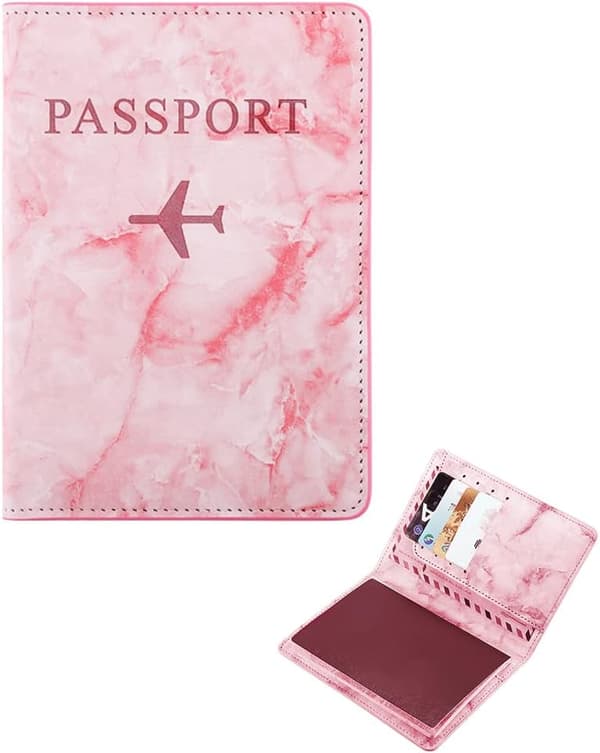 Pasfodral, Pasfodral, Pasfodral med RFID-beskyttelse, Pasholder til kvinder og mænd (Rosa)