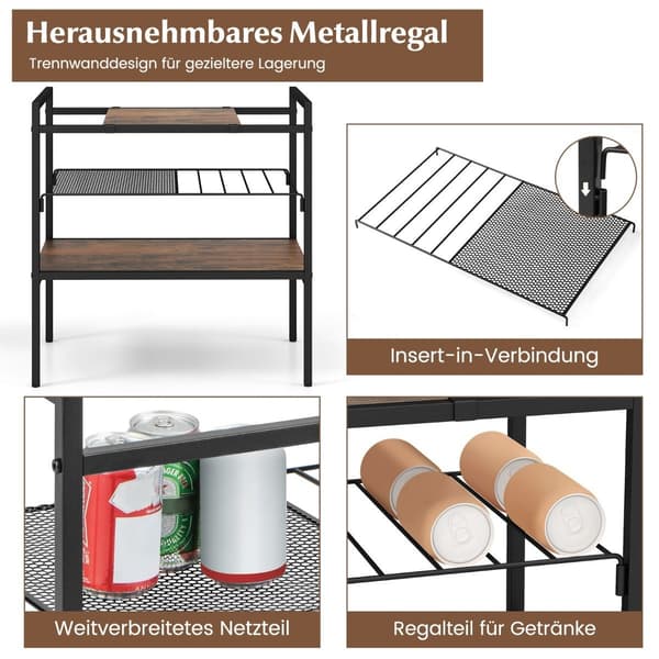 Konsollbord med hyller, smalt konsollsidebord, 60 x 33,5 x 61 cm, rustikk brun