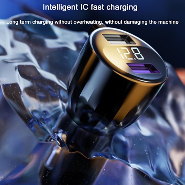 Uusi 2025 digitaalinen autolaturi, 1-3 USB-porttia kaapelilla, 100W supernopea lataus, yhteensopiva Android-, iPhone- ja Type-C-laitteiden kanssa (B)