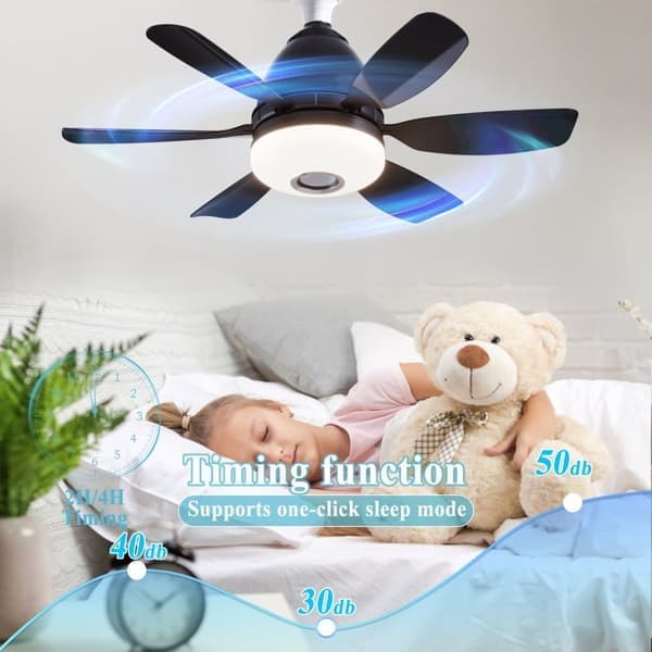 Ceiling fan with light and speaker, silent ceiling fan with RGB, remote control, 3 speeds
