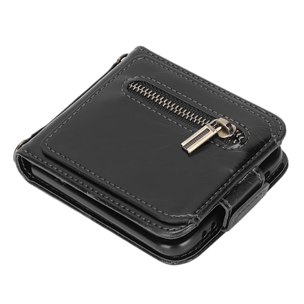 Multifunktionel Wallet Case med Kortholder til Z Flip 3 Foldbar Telefon Læder Etui Mobiltelefontilbehør Sort 0.3
