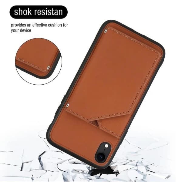 Etui kompatibelt med iPhone Xr Vintage Læder Cover Bumper - Brun null ingen