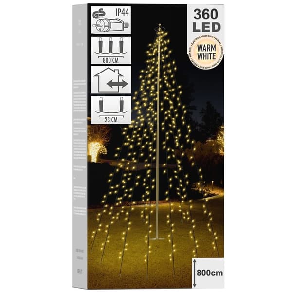 Julbelysning med 360 LED-lampor för gran eller flaggstång