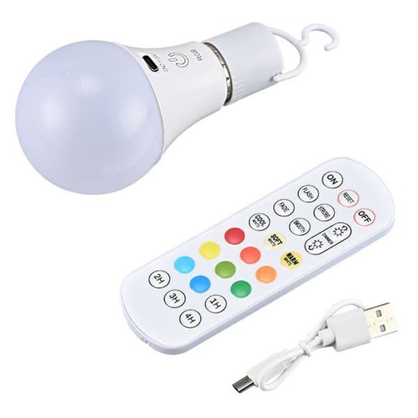 E27 RGB Rechargeable Light Bulb Remote Control Timer Dimmable 2700 - 6500K Vit white