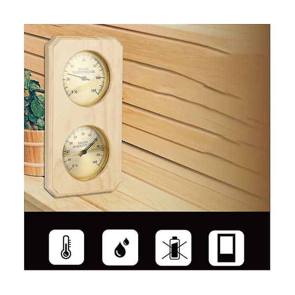 Træsauna termometer og hygrometer 2-i-1, 0-120°C, 0-100% fugtighed