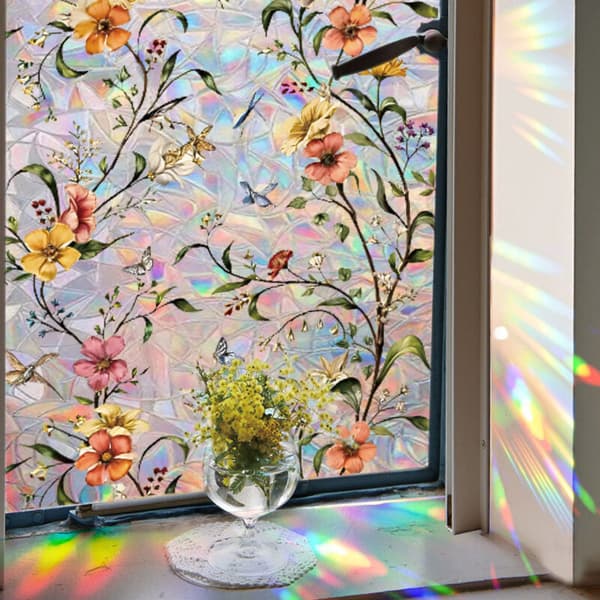 Decorative window film, floral pattern, 40 x 110 cm