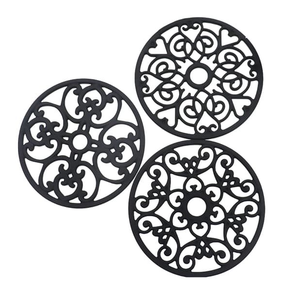 3-pack black silicone pot holders, heat-resistant non-slip trivets