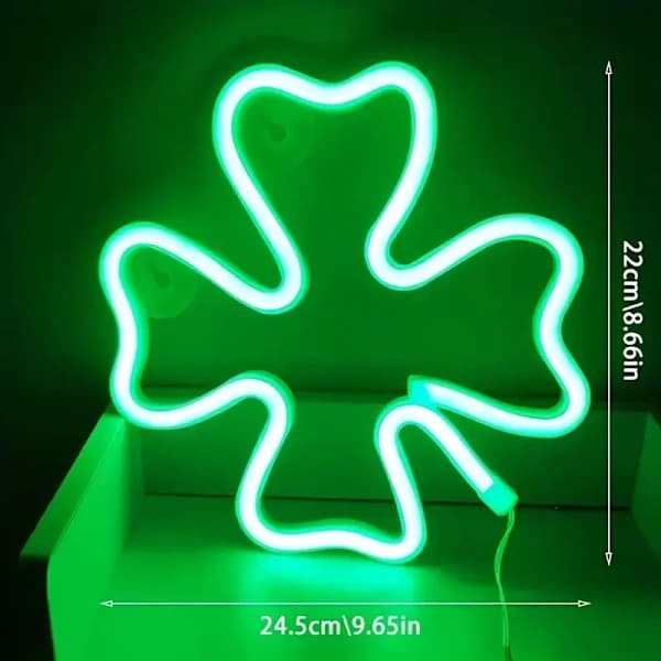1 st Grön Klöver Neonskylt St. Patrick's Day USB/Batteri Vägglampa