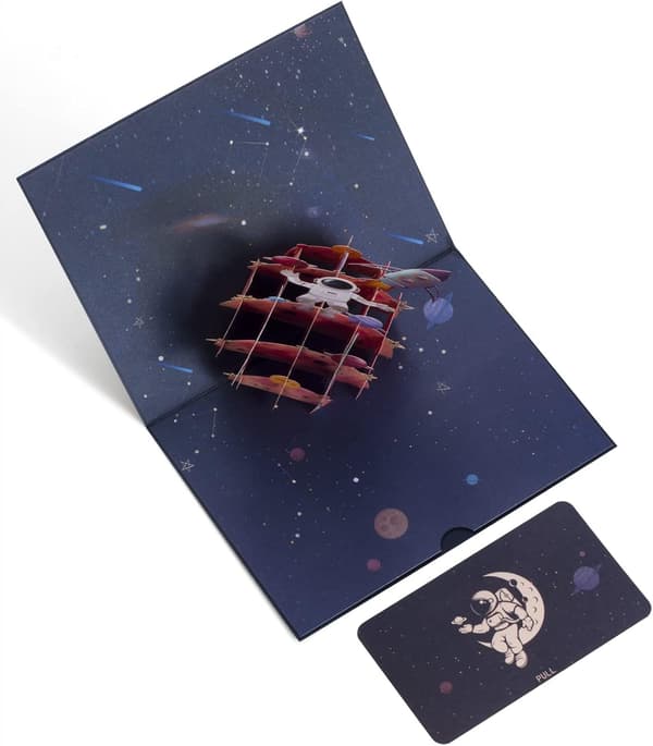 Fødselsdagskort, 3D-eksamenskort, Pop-up astronautkort, Hilsen