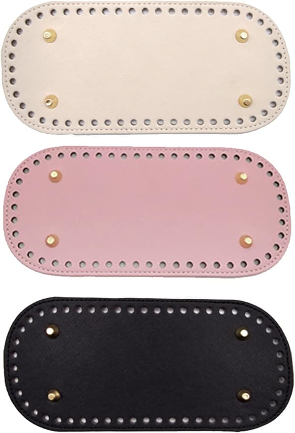 3 pcs PU Leather Bag Bottom Hand-Woven Crocheted Bag with Rivets_tfrf