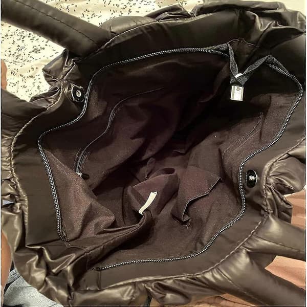 Stor mulepose til kvinder, luksuriøse polstrede tasker og håndtasker Crossbody-tasker til kvinder, vinter nylon dun bomuld skuldertasker Zekai