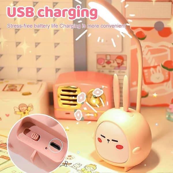 Bærbar LED-skrivebordslampe med natlampe, sengelampe til børn, foldbar USB-opladning