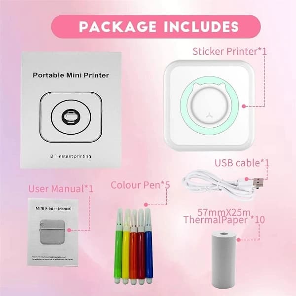 Portable Sticker Printer, Mini C15 Thermal Pocket Printer, Bluetooth Photo Printer, Portable Label Printer