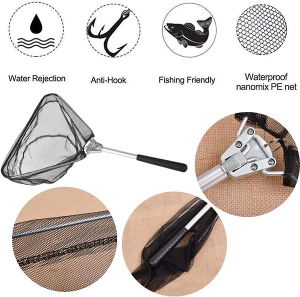 Foldable Fishing Net with Triangular Mesh for Adults and Children