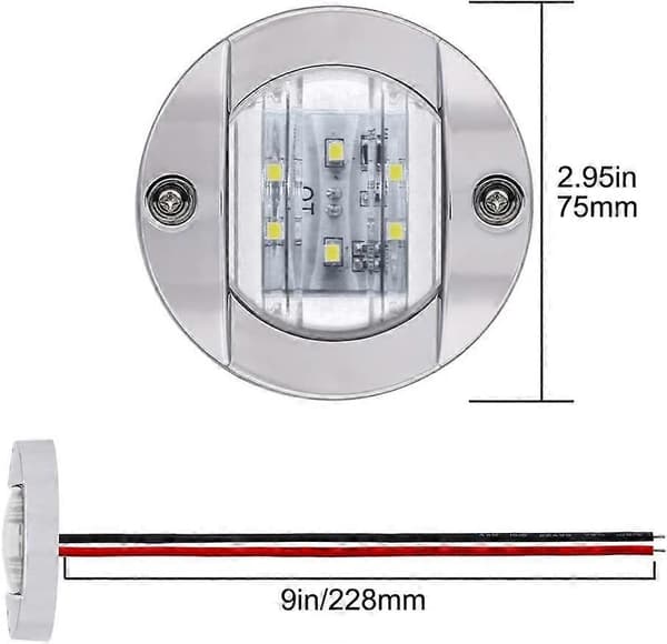 4-pack LED Boat Light 12V Round Marine Light LED Transom Light for Boat Dec white white