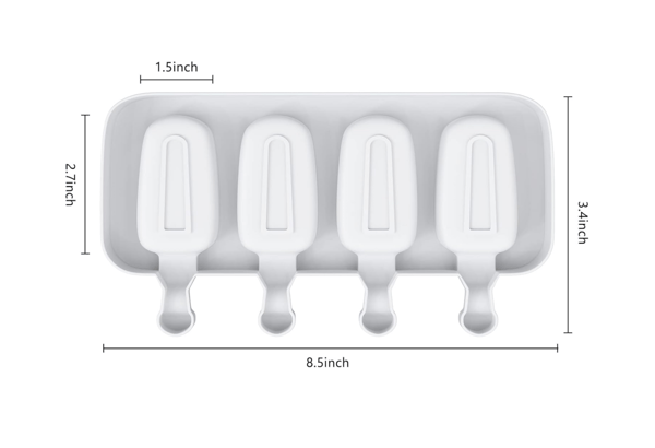 Isform til hjemmelavede ispinde og cakepops, 4-hullers ovale silikoneforme, gennemsigtige DIY-forme til kagedekoration [HK] 1 Pack