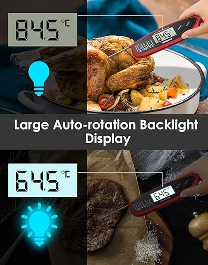 ACY Digital Kitchen Thermometer Instant Read Meat Thermometer, Long Probe, Large LCD Display Dual M