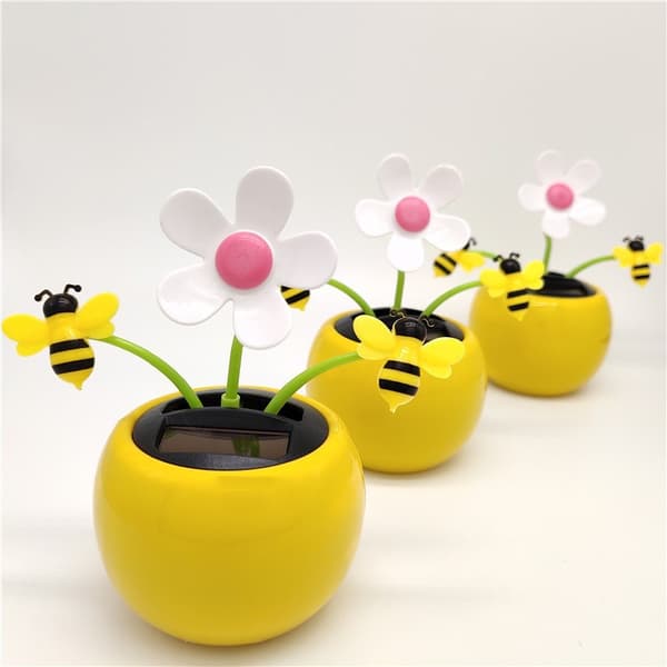 Tre blomster solcelleæbleblomst bil gynge nikker solblomst bilpynt kreativ gave