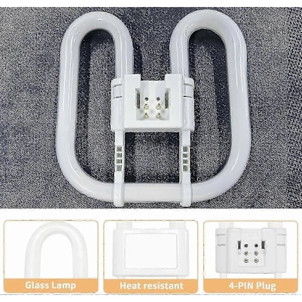 GR10q 4-pin CFL Bulb 28W 3500K Warm White 2000LM Non-Dimmable for Bathroom Kitchen Ceiling Light 20x20cm