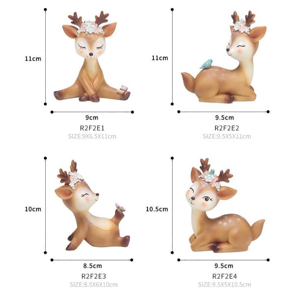 Fawn-figur, dyrepynt i harpiks, miniatyrhjortfigur