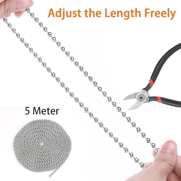 Rullegardinkæde - 5 meter, 4,5 mm, 12 kædeled